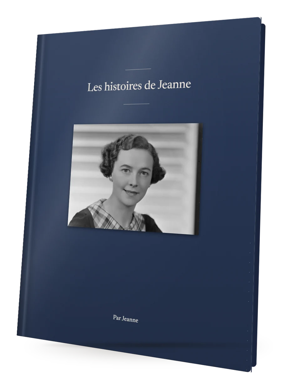 Le livre « Les histoires de Jeanne », couverture rigide bleu nuit